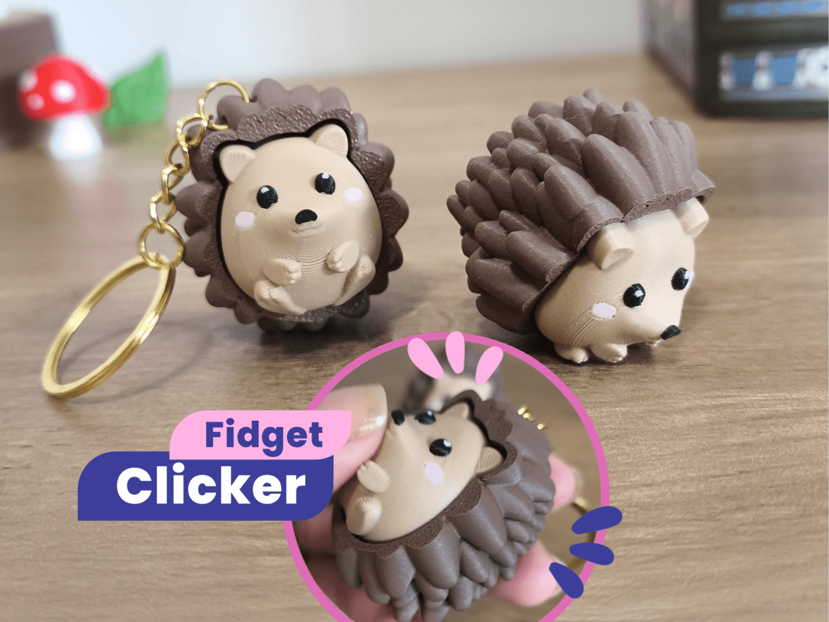 Chaveiro Fidget Ouriço Clicker