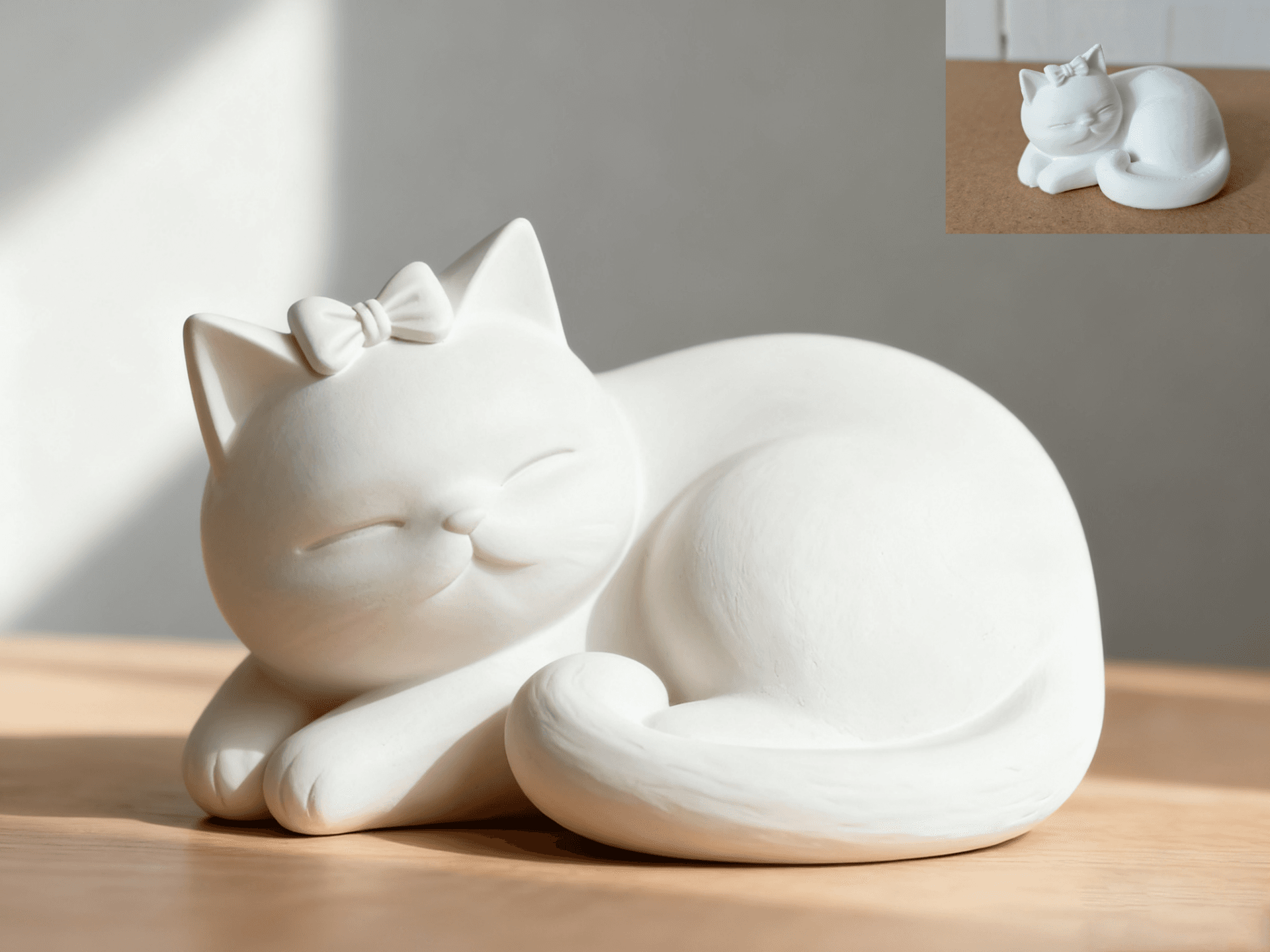Gatinho Adormecido com Laço